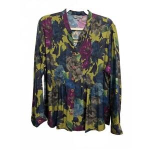 NEW SHANA APPAREL women's jade floral pleated blouse in floral